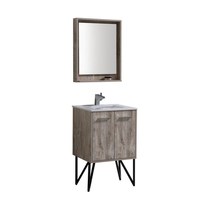 Kube Bath Bosco 24" Modern Bathroom Vanity With White Quartz Countertop and 2 Doors