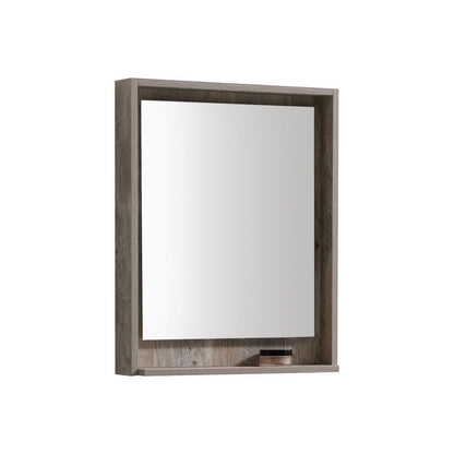 Kube Bath 24" Wide Bathroom Mirror With Shelf – Nature Wood