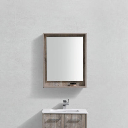 Kube Bath 24" Wide Bathroom Mirror With Shelf – Nature Wood