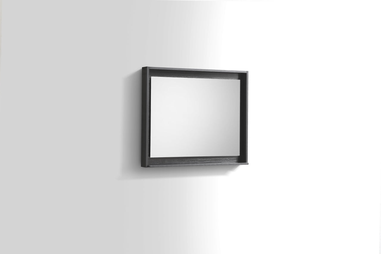 Kube Bath 30" Wide Bathroom Mirror With Shelf – Black