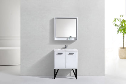 Kube Bath Bosco 30" Bathroom Vanity With White Quartz Countertop With 2 Doors