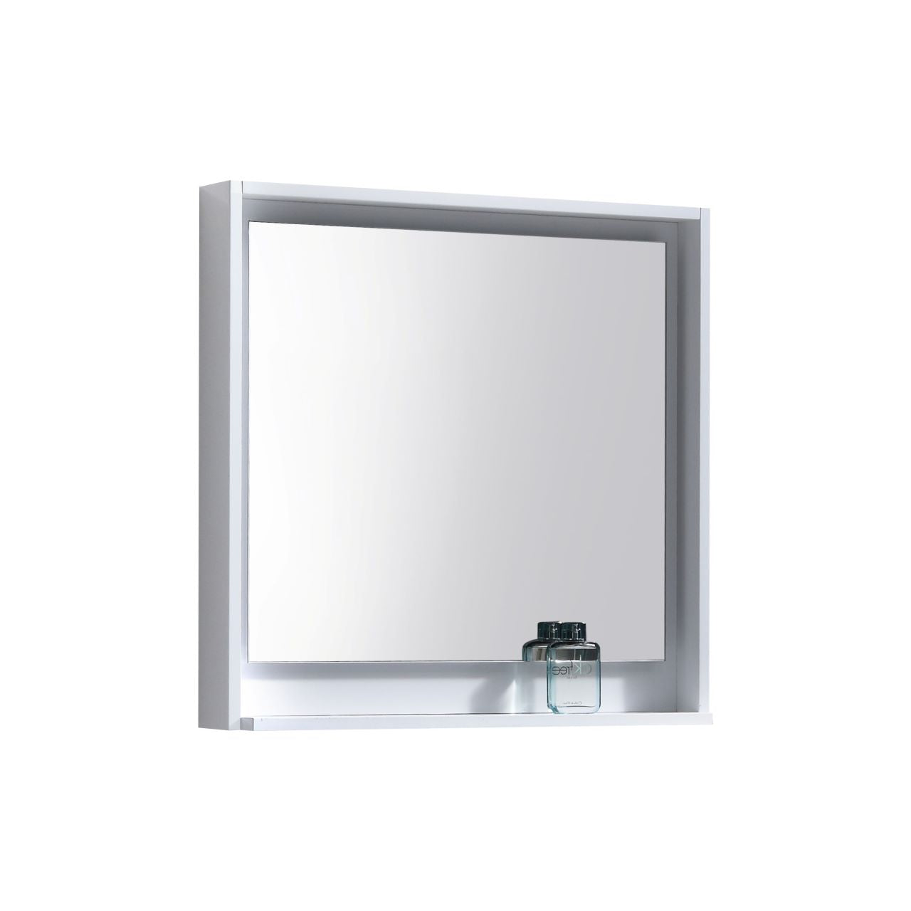 Kube Bath 30" Wide Bathroom Mirror With Shelf – High Gloss White