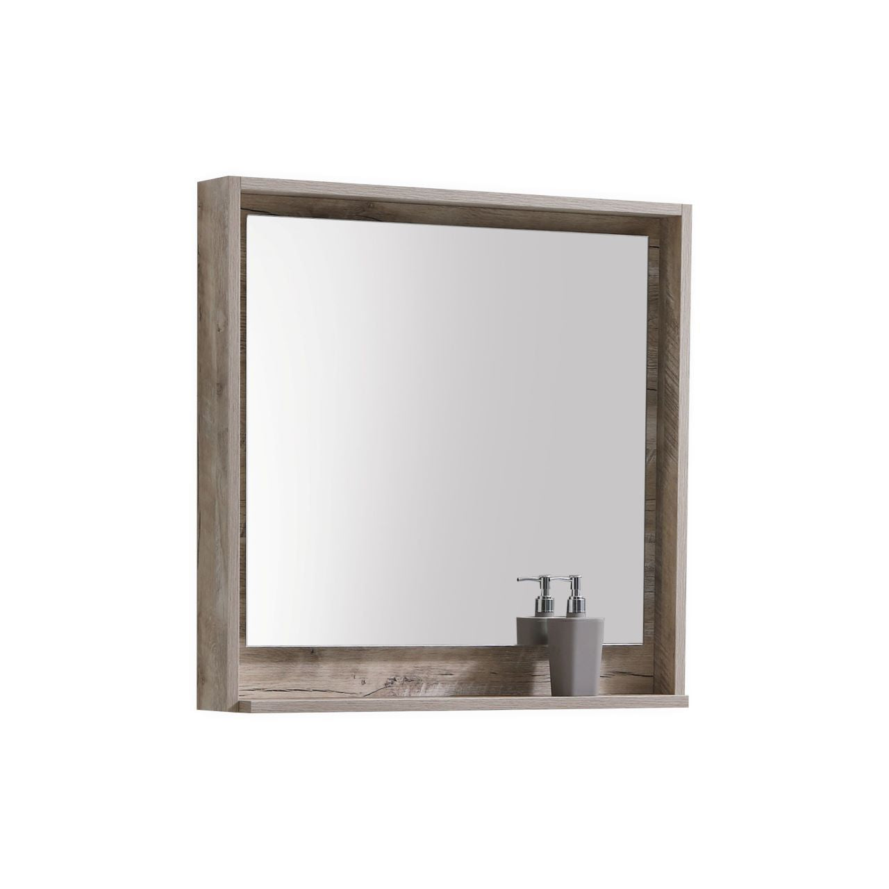 Kube Bath 30" Wide Bathroom Mirror With Shelf – Nature Wood