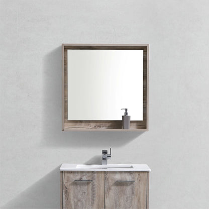 Kube Bath 30" Wide Bathroom Mirror With Shelf – Nature Wood