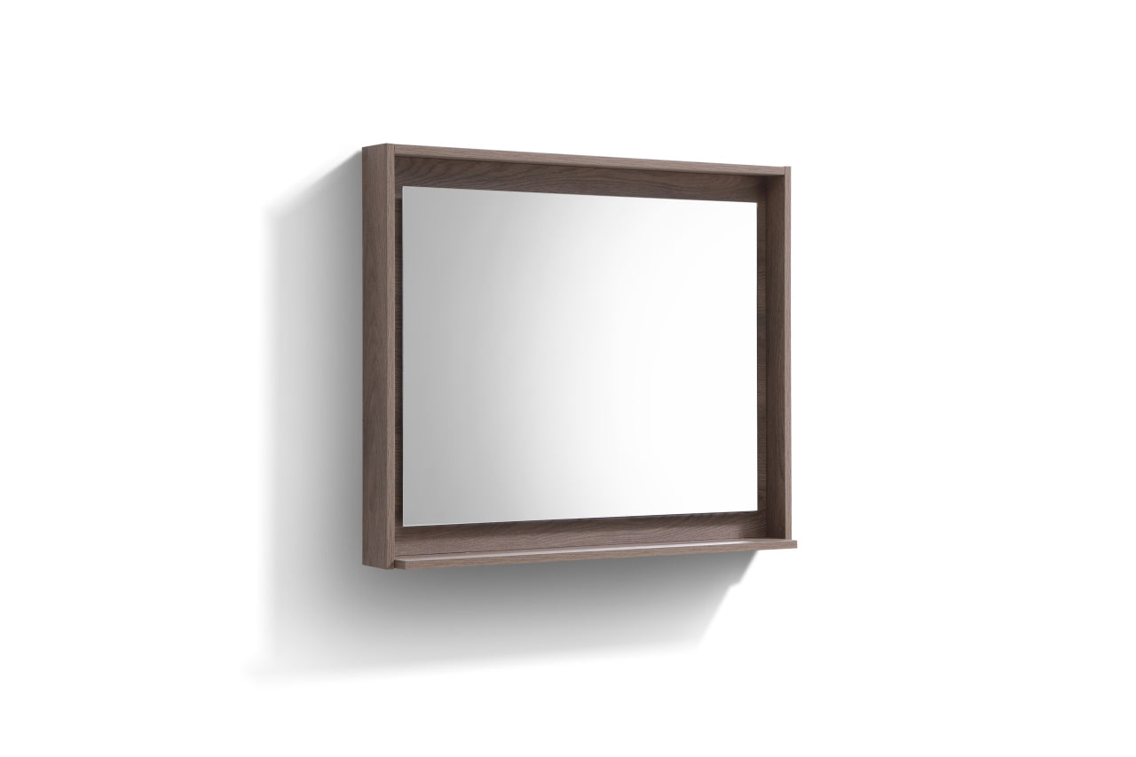 Kube Bath 36" Wide Bathroom Mirror With Shelf – Butternut