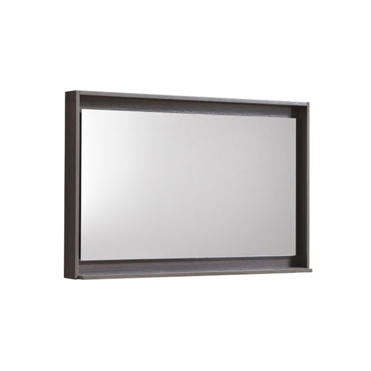 Kube Bath 36" Wide Bathroom Mirror With Shelf – Gray Oak