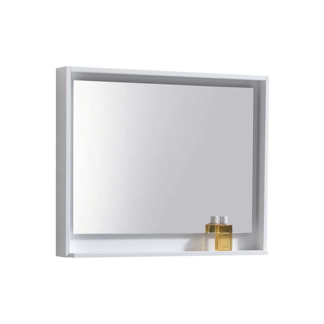 Kube Bath 36" Wide Bathroom Mirror With Shelf – High Gloss White