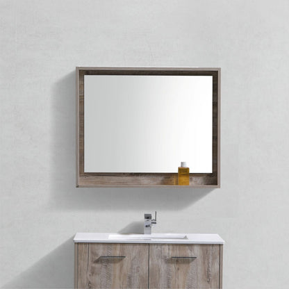 Kube Bath 36" Wide Bathroom Mirror With Shelf – Nature Wood