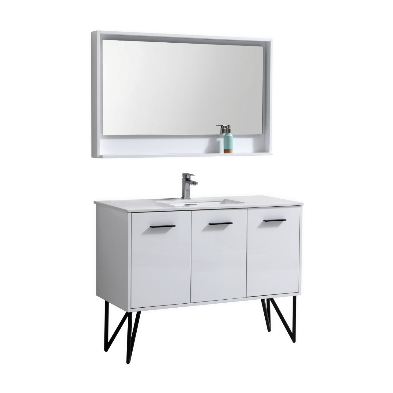 Kube Bath Bosco 48" Bathroom Vanity With White Quartz Countertop With 2 Doors And 2 Drawers