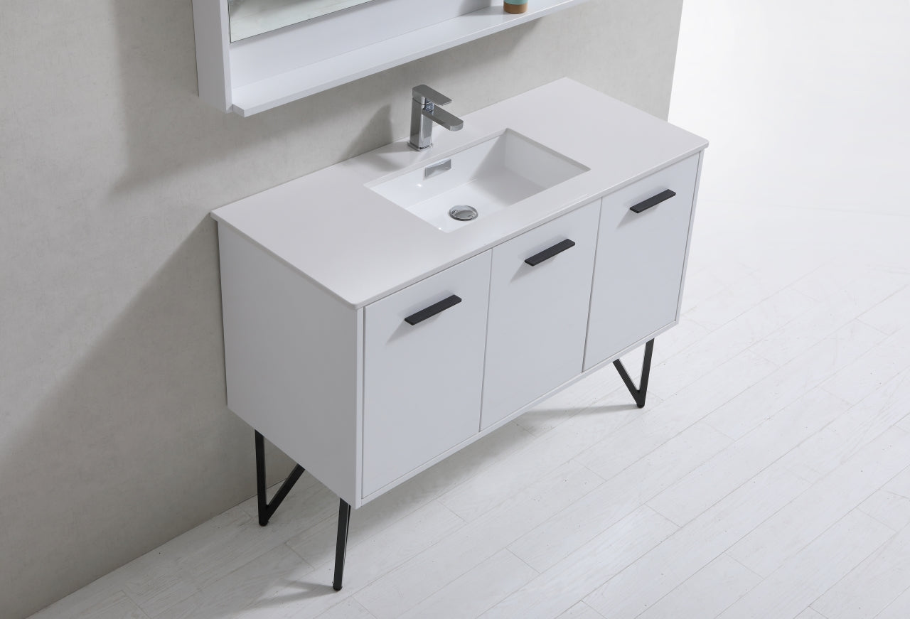 Kube Bath Bosco 48" Bathroom Vanity With White Quartz Countertop With 2 Doors And 2 Drawers
