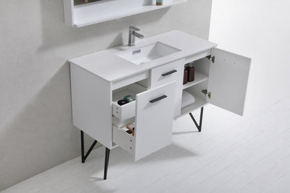 Kube Bath Bosco 48" Bathroom Vanity With White Quartz Countertop With 2 Doors And 2 Drawers