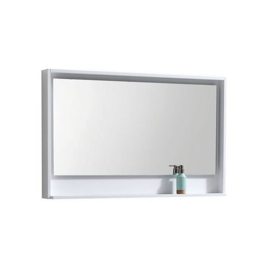 Kube Bath 48" Wide Bathroom Mirror With Shelf – High Gloss White