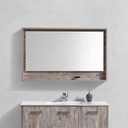 Kube Bath 48" Wide Bathroom Mirror With Shelf – Nature Wood