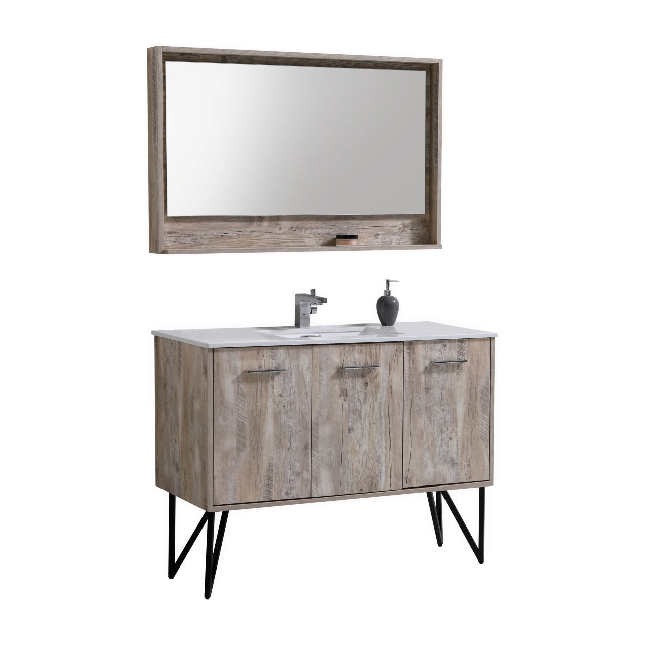 Kube Bath Bosco 48" Bathroom Vanity With White Quartz Countertop With 2 Doors And 2 Drawers