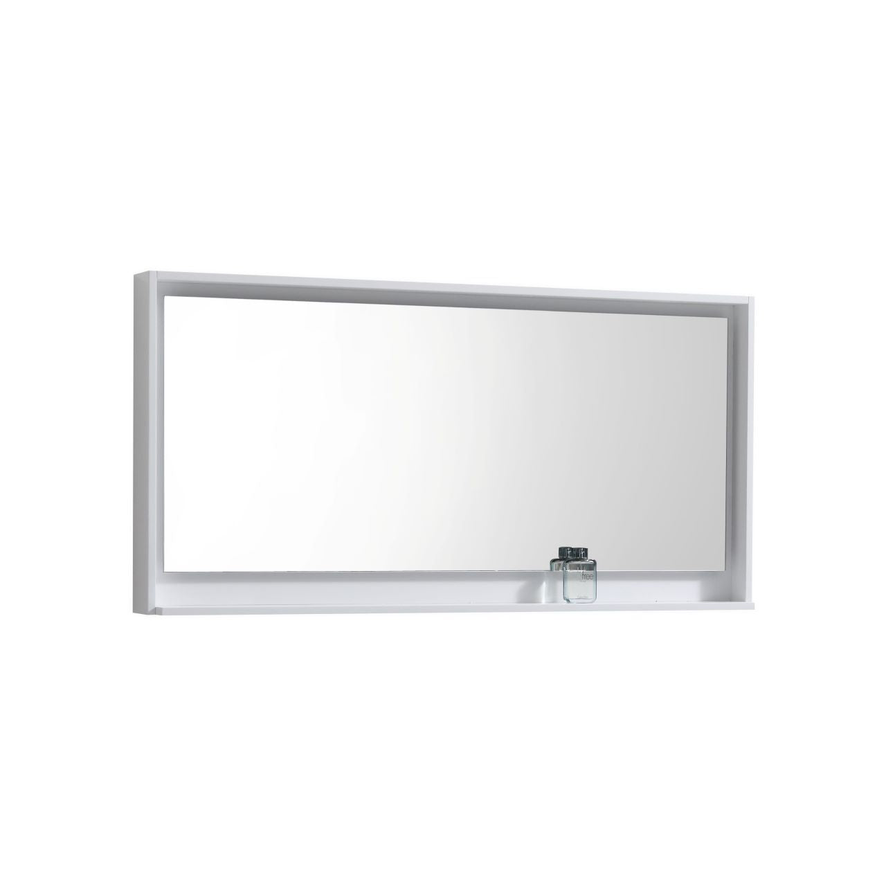 Kube Bath 60" Wide Bathroom Mirror With Shelf – High Gloss White