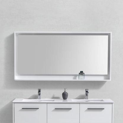 Kube Bath 60" Wide Bathroom Mirror With Shelf – High Gloss White