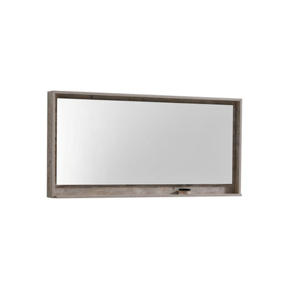 Kube Bath 60" Wide Bathroom Mirror With Shelf – Nature Wood