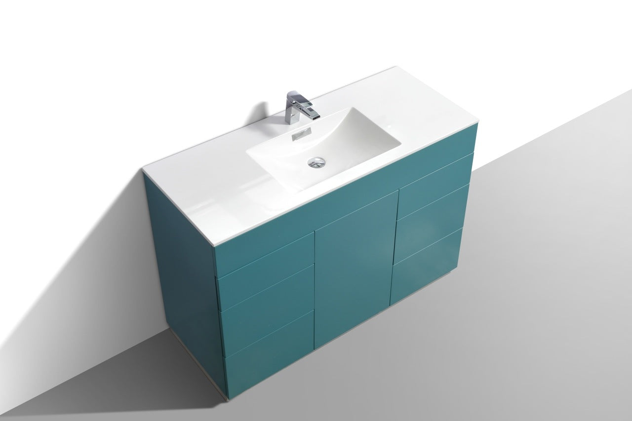 Kube Bath Milano 48" Single Sink Floor Mount Modern Bathroom Vanity With 6 Drawers and 1 Door