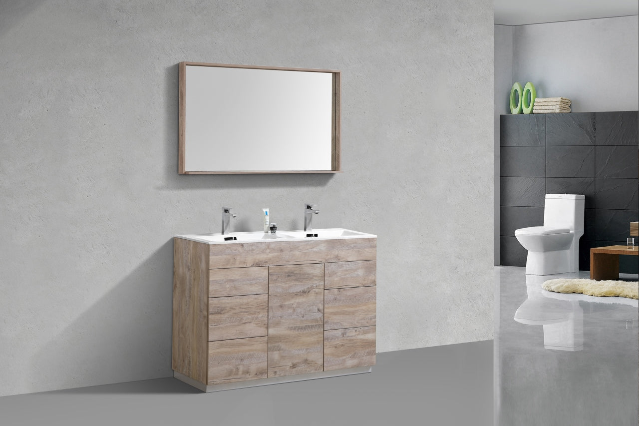 Kube Bath Milano 48" Double Sink Floor Mount Modern Bathroom Vanity With 6 Drawers and 1 Door