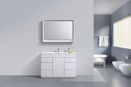 Kube Bath Milano 48" Single Sink Floor Mount Modern Bathroom Vanity With 6 Drawers and 1 Door