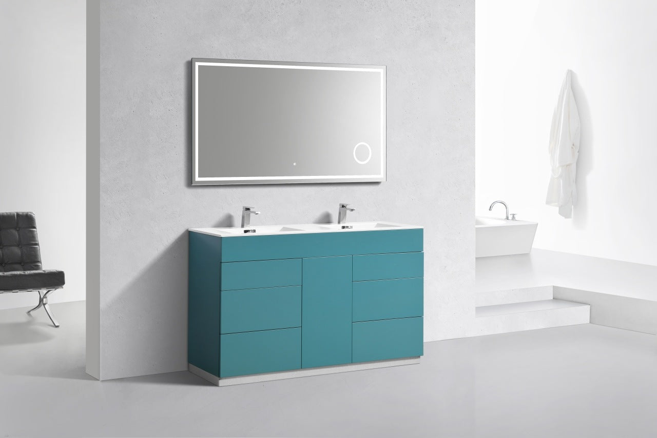 Kube Bath Milano 60" Double Sink Floor Mount Modern Bathroom Vanity With 6 Drawers and 1 Door