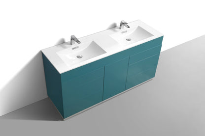 Kube Bath Milano 60" Double Sink Floor Mount Modern Bathroom Vanity With 6 Drawers and 1 Door