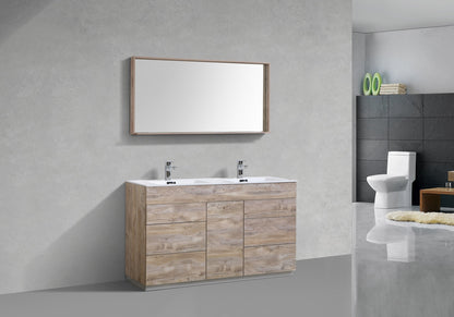 Kube Bath Milano 60" Double Sink Floor Mount Modern Bathroom Vanity With 6 Drawers and 1 Door