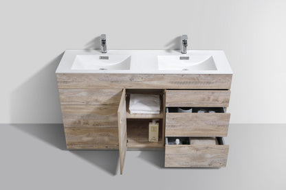 Kube Bath Milano 60" Double Sink Floor Mount Modern Bathroom Vanity With 6 Drawers and 1 Door