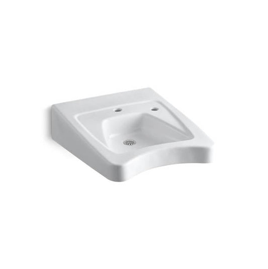 Kohler Morningside 20" x 27" wall-mount/concealed arm carrier wheelchair bathroom sink with single faucet hole and right-hand soap dispenser hole - White