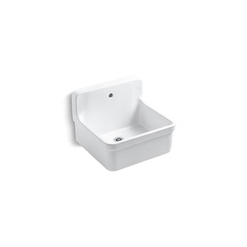 Kohler Gilford 24" x 22" bracket-mounted scrub-up/plaster sink with single faucet hole - White