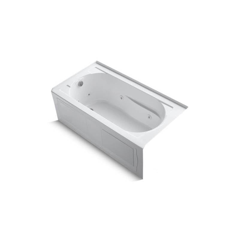 Kohler Devonshire 60" x 32" alcove whirlpool bath with integral apron, integral flange, left-hand drain and heater -White