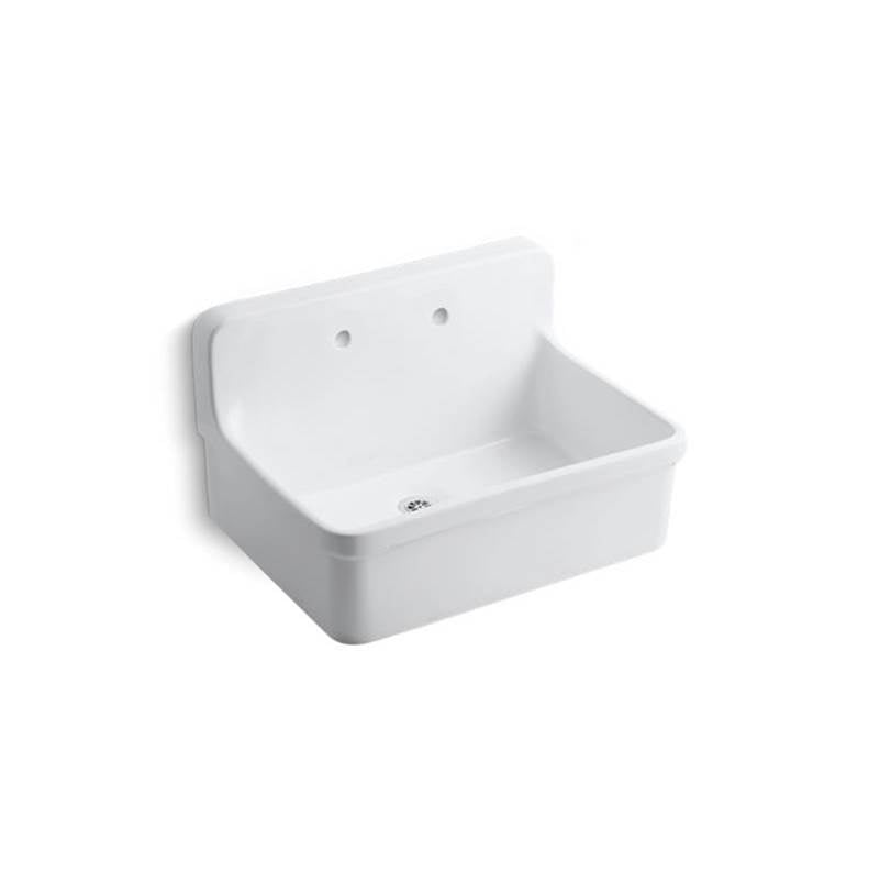 Kohler Gilford 30" x 22" bracket-mounted scrub-up/plaster sink with 8" widespread faucet holes -White