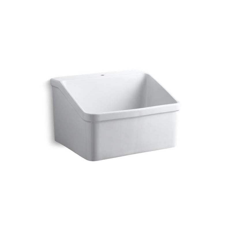 Kohler Hollister 28" x 22" bracket-mounted utility sink with single faucet hole -White