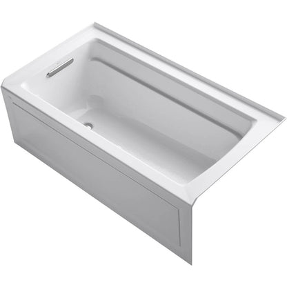 Kohler Archer 60" X 32" Integral Apron Heated Bubblemassage Air Bath With Bask Heated Surface and Left-hand Drain - White