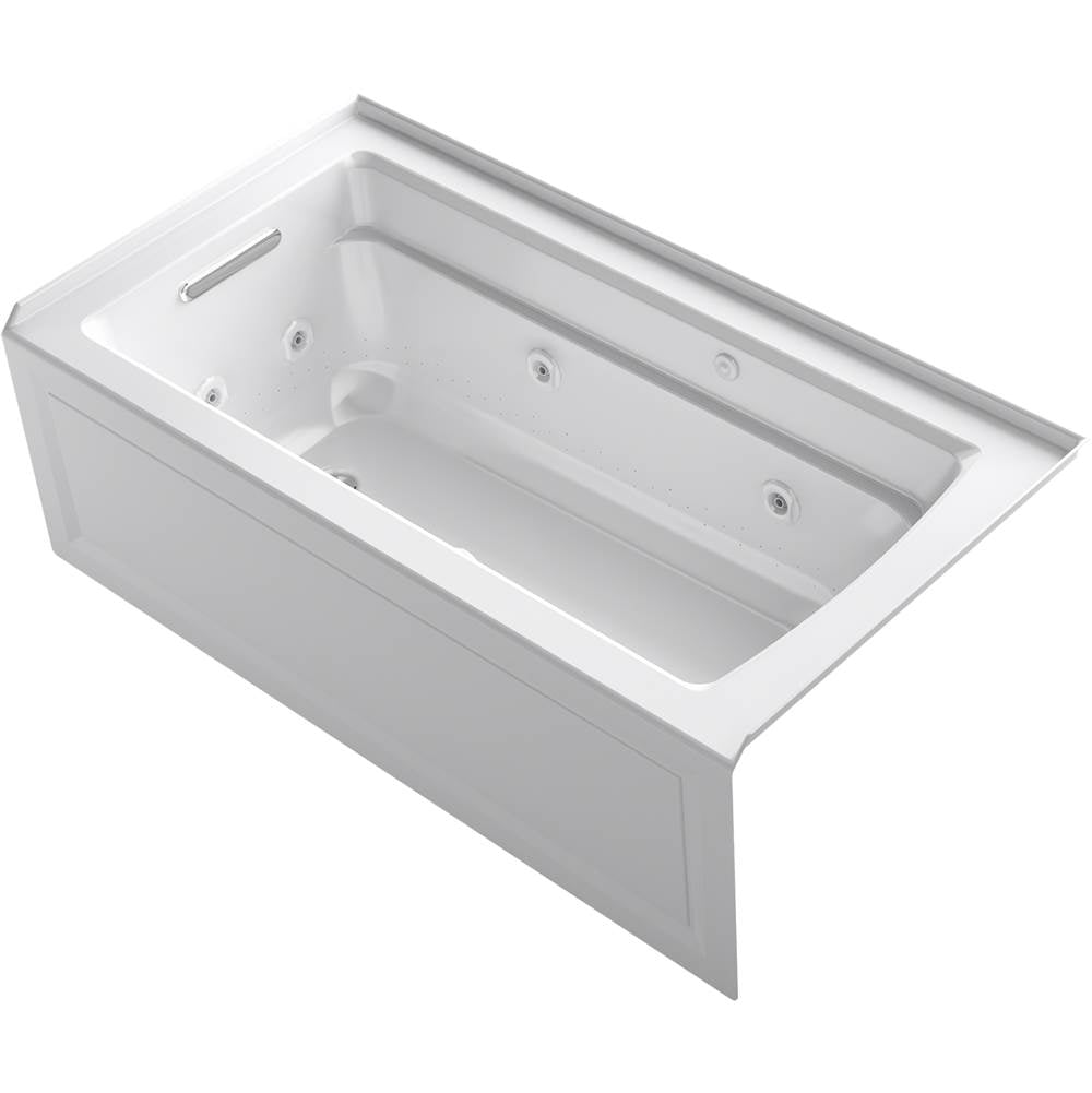 Kohler Archer 60" x 32" integral apron Heated BubbleMassage air bath and whirlpool with left-hand drain - White