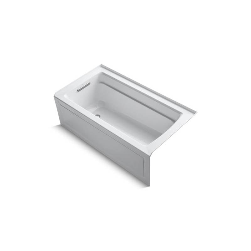 Kohler Archer 60" x 32" alcove bath with Bask  heated surface, integral apron, integral flange, and left-hand drain - White