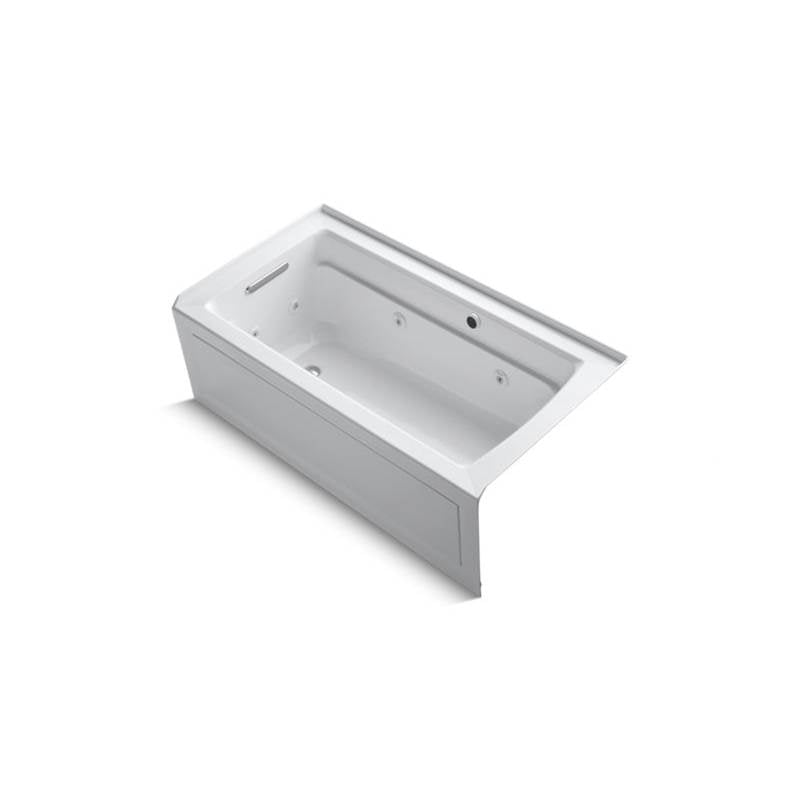 Kohler Archer 60" x 32" alcove whirlpool bath with Bask heated surface, integral apron, integral flange and left-hand drain - White