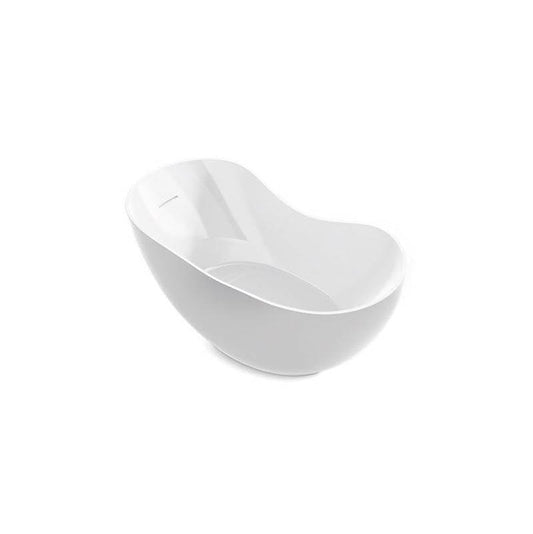 Kohler Abrazo 66" x 31-1/2" freestanding bath with center toe-tap drain -White