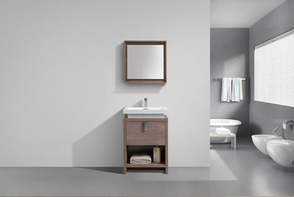 Kube Bath Levi 24" Floor Mount Single Sink Single Drawer Bathroom Vanity With Cubby Hole