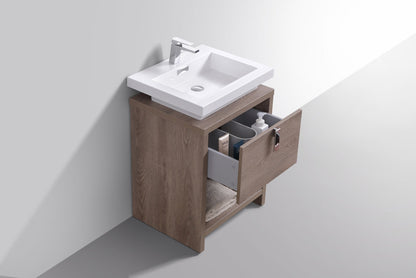 Kube Bath Levi 24" Floor Mount Single Sink Single Drawer Bathroom Vanity With Cubby Hole