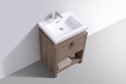 Kube Bath Levi 24" Floor Mount Single Sink Single Drawer Bathroom Vanity With Cubby Hole