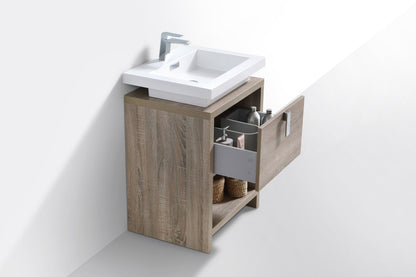 Kube Bath Levi 24" Floor Mount Single Sink Single Drawer Bathroom Vanity With Cubby Hole