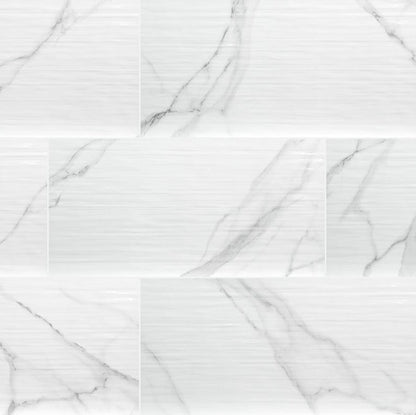 MSI Dymo Backsplash and Wall Tile Statuary Stripe White Tile Glossy 12" x 24"