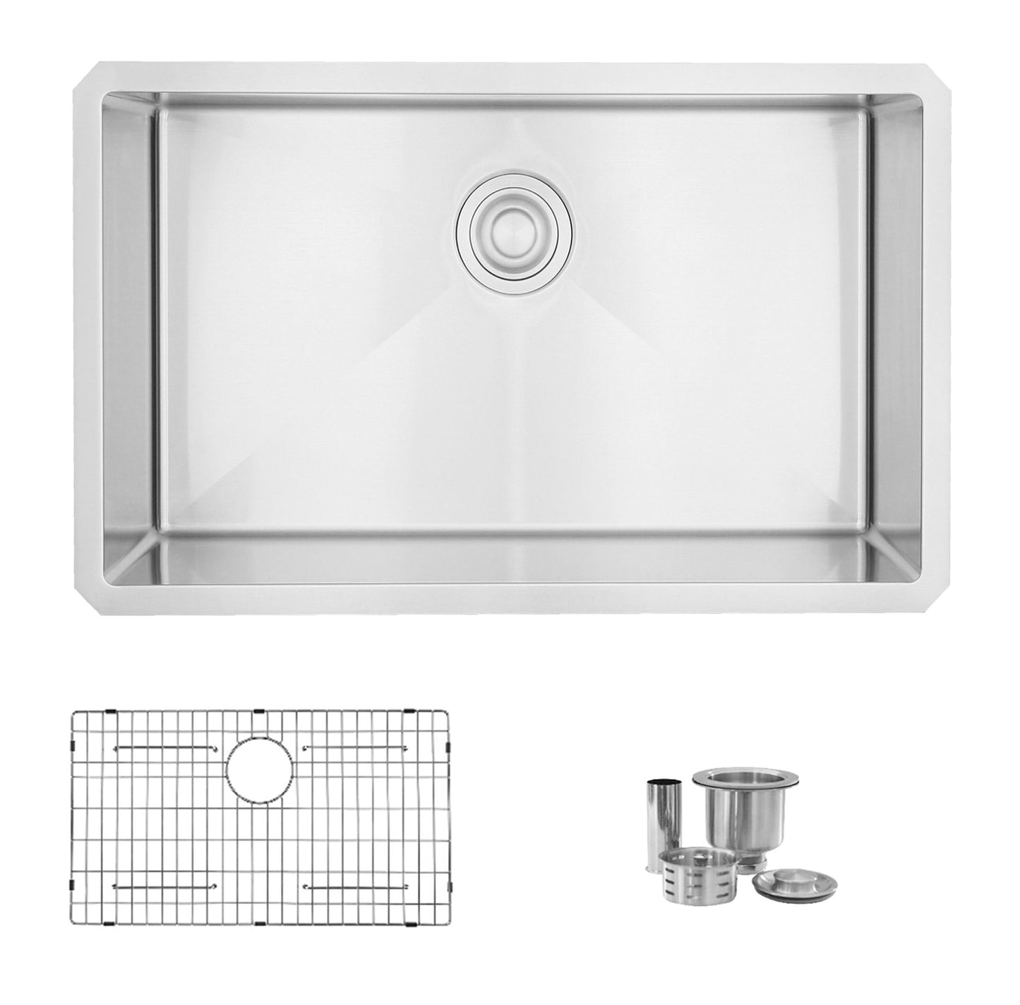 Stylish Zafiro 30" x 18" Single Bowl Undermount Stainless Steel Kitchen Sink S-311XG