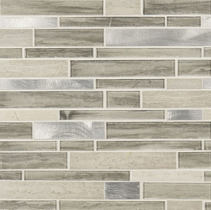 MSI Backsplash and Wall Tile Ocotillo Blend Interlocking Glass Tile 4mm 12" x 12"
