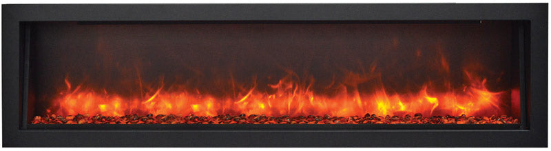 Remii 55″ Wide & 12″ Deep Indoor or Outdoor Built-in Only Electric Fireplace With Black Steel Surround