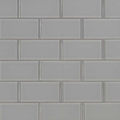 MSI Backsplash and Wall Tile Oyster Gray Subway Glass Mosaic Tile 2" x 4" 8mm 12" x 12"