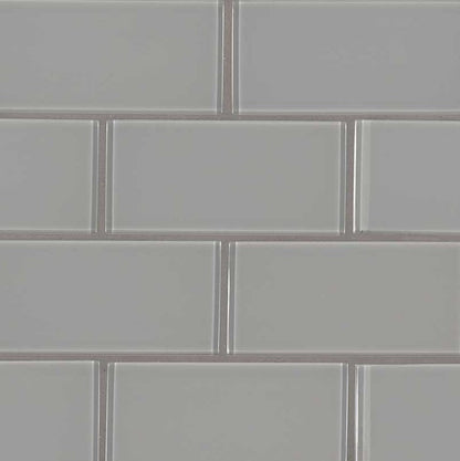 MSI Backsplash and Wall Tile Oyster Gray Subway Glass Mosaic Tile 4" x 12" 8mm
