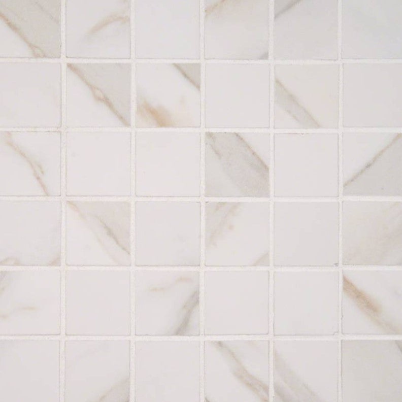 MSI Pietra Calacatta Porcelain Mosaic Tile Matte 2" x 2" 12" x 12"