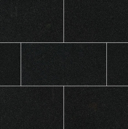 MSI Premium Black Granite Tile Honed 12" x 24"